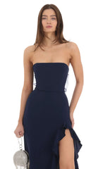 Strapless Back Bow Corset Maxi Dress